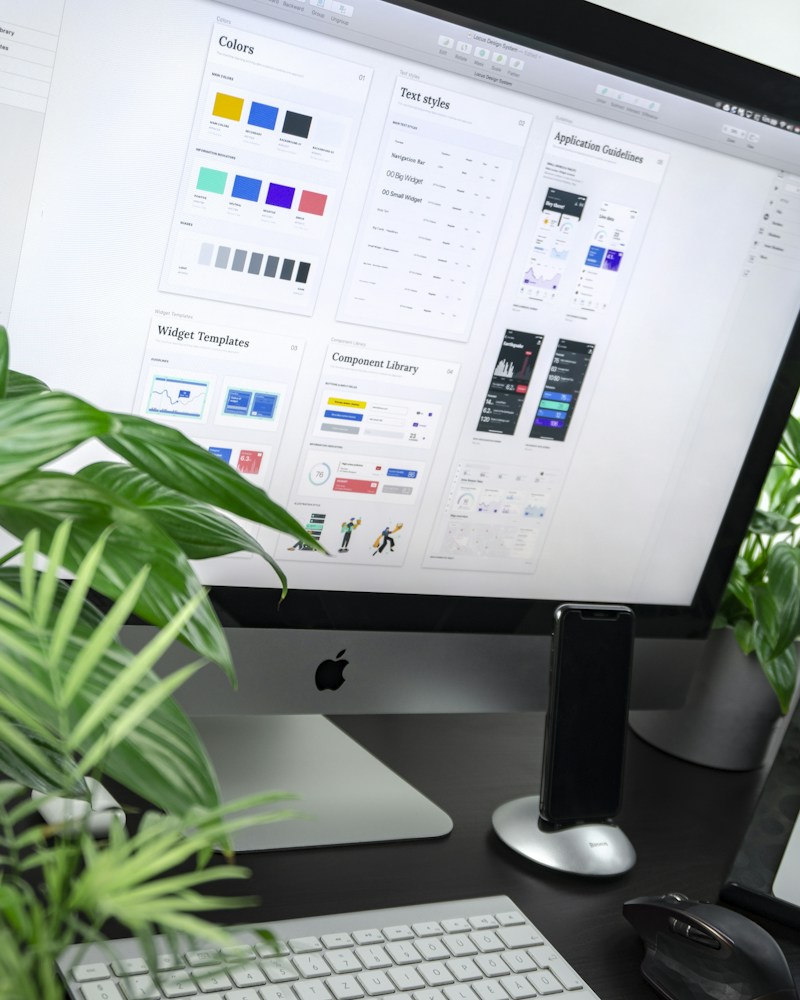 Colorful interface design materials on a work surface